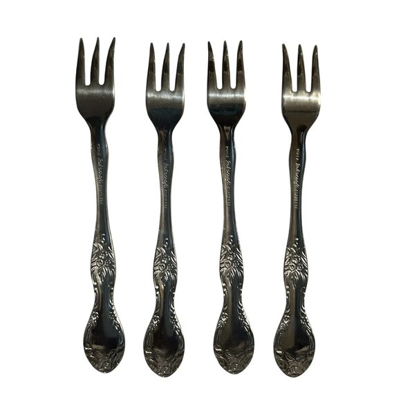 Lot Of 4 Reed & Barton Rebacraft Stainless Candice Andrea Cocktail Forks Korea - Picture 3 of 5